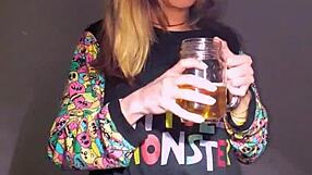 Bonneyuwu in pajamas masturbates with dildo