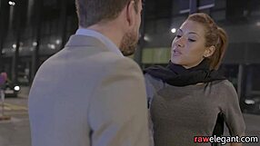 Spitroasted Euro babe loves intense interracial threeway on the sofa