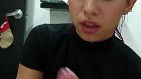 Hot guy sneaks his stepsister in for steamy oral action.