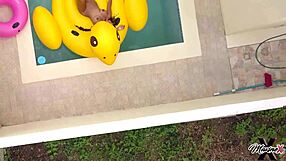 Maxine x in lingerie fingers her big ass to orgasm while sunbathing solo by the pool