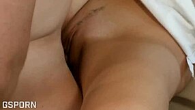 Hot couple fucks blonde at home