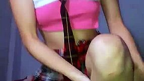 Petite schoolgirl whore masturbates with huge dildo