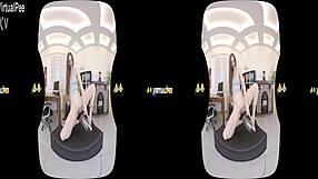 Kinky redhead soaks clothes in piss