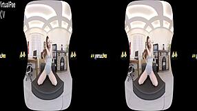 Kinky redhead soaks clothes in piss