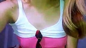 Petite schoolgirl whore masturbates with huge dildo