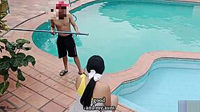 stepsister loves hard risky sex in public pool