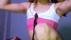 Petite schoolgirl whore masturbates with huge dildo