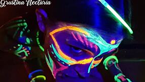 Fucked The Wild Slim Girl In The Uv-Light, Her Big Cock Sucking And Riding Me Hard