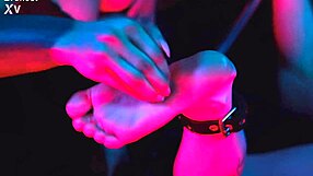 Bound foot gets tickled with bare toes involved