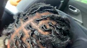 Ebony woman gives public head to monster cock outdoors. Feels thrilling.