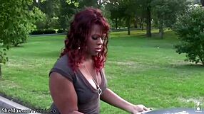 chubby black shemale shakes ass and jerks shecock outdoors 😈