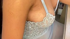 Big ass girl moans loudly while giving pussy from behind