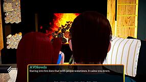 In my new family, the redhead teen shows her big tits.