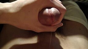 slowly teasing sensitive cock with gentle massage strokes