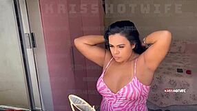 married slut masturbates watching her own fucking video