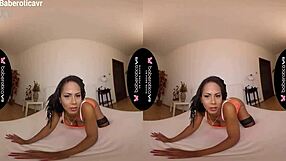 Solo Woman Isabela Chrystin Masturbates in VR with Tits and Stockings