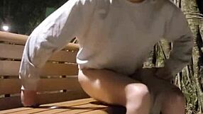 i am shemale ting xuan wearing butt plug outdoors taking off my panties