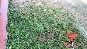 stepsister got all wet for not cleaning garden