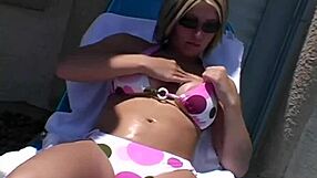 paige applies lotion outdoors in the sunshine