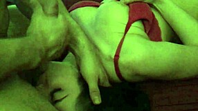 Jessica gets bent over for rough ass fucking with a big black dildo