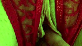 Shaved pussy in wet red thongs gets fingered