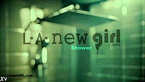 Elegant brunette showered after the photoshoot