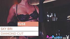 Sky Bri poses naked, showing her amazing big ass and big tits in sexy lingerie