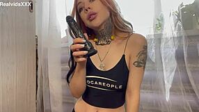 Wow! Tattooed Girl Throats Toy With Saliva!