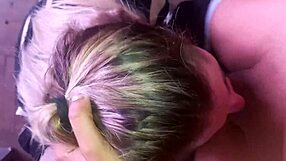 Watch this slut blonde girlfriend deepthroat and get cum covered?