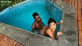 alice chilena partying with two guys in the pool