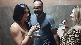 Lene gives her pierced ass to well-endowed guy in swing party bathroom