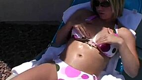 paige applies lotion outdoors in the sunshine