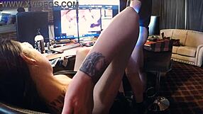 Raven Grey intensely makes a cock cum with her feet alone.