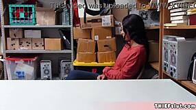 Petite shoplifter feels intense pleasure from mall cop's interracial fucking