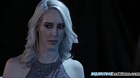 busty milf dives into squirting lesbian pussies in threesome!