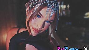 Sky Bri poses naked, showing her amazing big ass and big tits in sexy lingerie