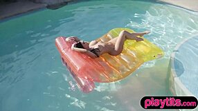 i'm a big tits curvy milf stripping nude in the pool to show my big wet ass