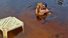 look at that adventurous couple getting caught flashing their big asses in the mangrove for wild bareback sex