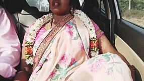 Indian Housewife Cheating in Car Sex with Telugu Dirty Talks