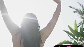 i'm a big tits curvy milf stripping nude in the pool to show my big wet ass