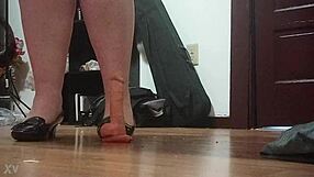 She crushes a cock with high heels