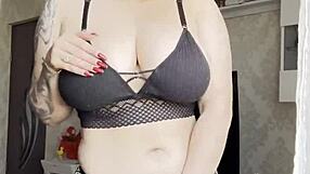 Hot lingerie blonde hand on pussy