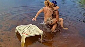 look at that adventurous couple getting caught flashing their big asses in the mangrove for wild bareback sex