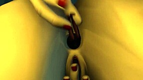 The tall giantess performs anal insertion and assfucking in this cartoon fetish video with sound