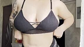 Hot lingerie blonde hand on pussy