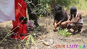 African Chief Priest Fucks Wife in Outdoor Threesome for Traditional Pregnancy Ritual