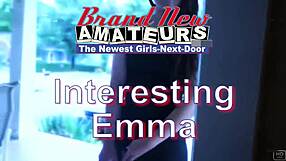 Skinny brunette coed Emma masturbates and milks interracial cock with feet