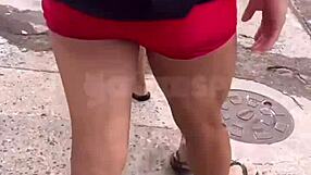 in the restaurant bathroom, the married woman humiliates her boyfriend by fucking a big cock guy while he films