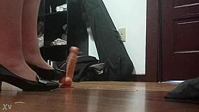 She crushes a cock with high heels