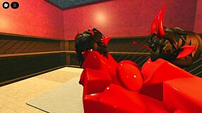 Demon Girl Seduces with Hot Oiled Body in Roblox Sauna
